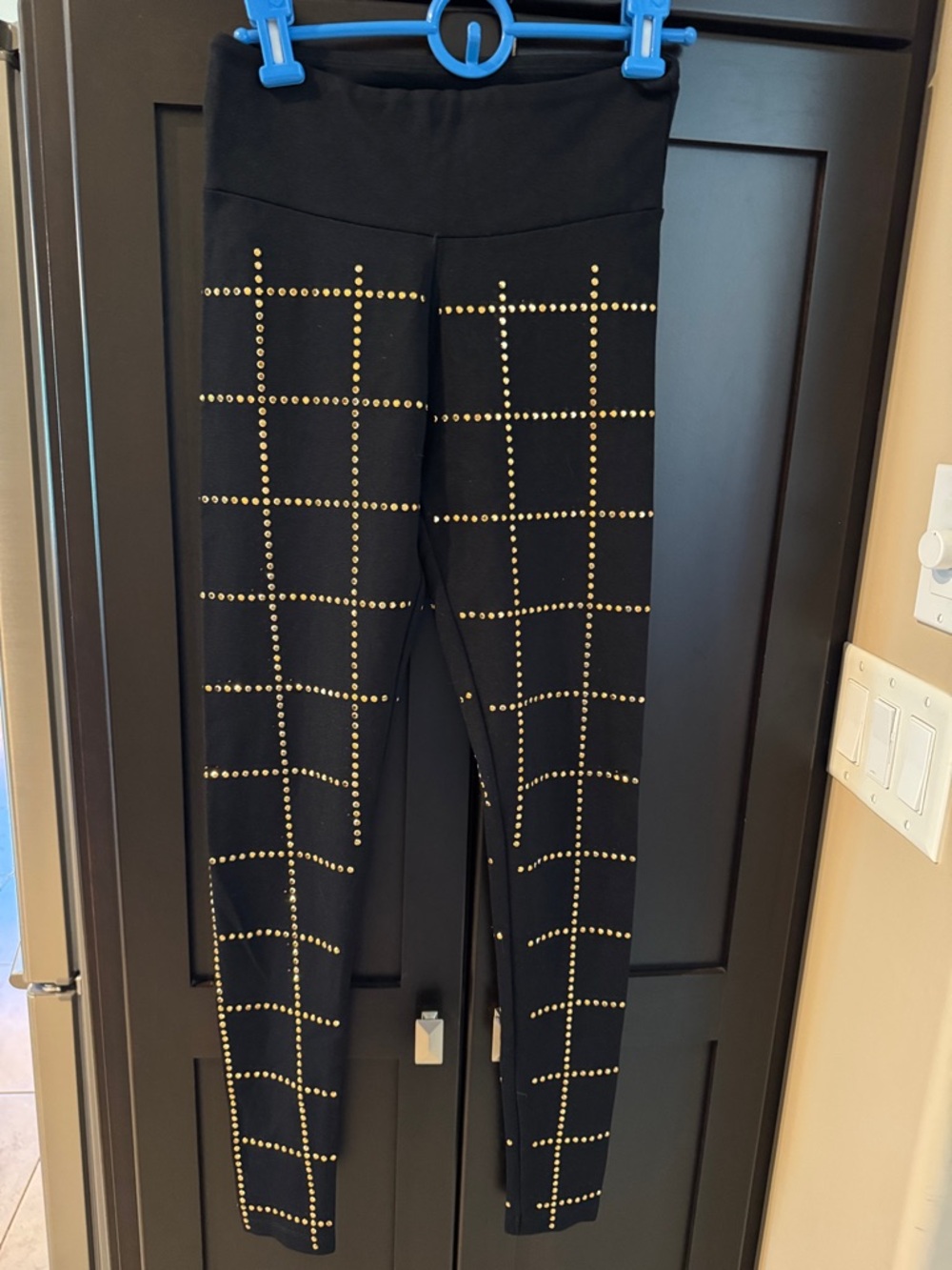 Black Leggings with Gold Stud Grid Detail.  Gorgeous!
